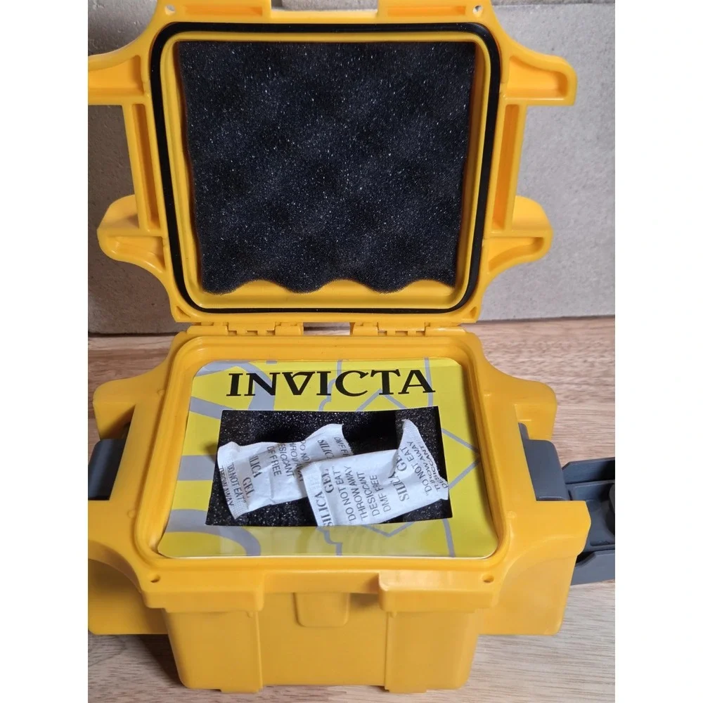 Invicta Yellow Hard Plastic Watch Storage Case Box Only Foam Interior
